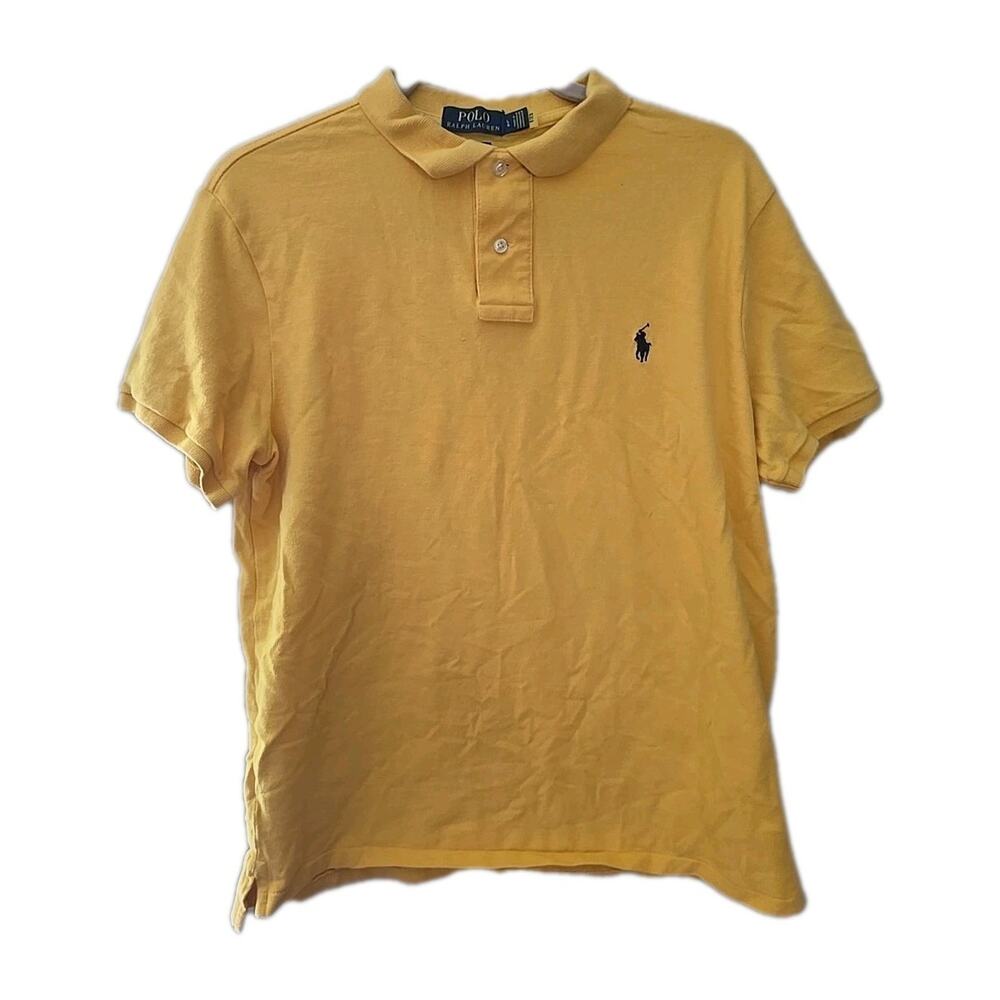 Polo Ralph Lauren Yellow Custom Slim Fit Rugby Preppy Polo Shirt Mens Size Large